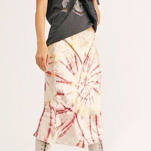 Free People Serious Swagger Fitted Midi Tie Dye Skirt NWT Size S